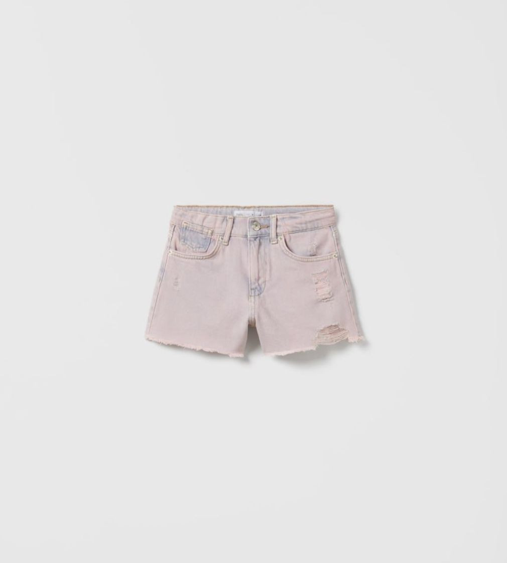 Купити Шорти джинсові з потертостями Zara Pink - фото 1