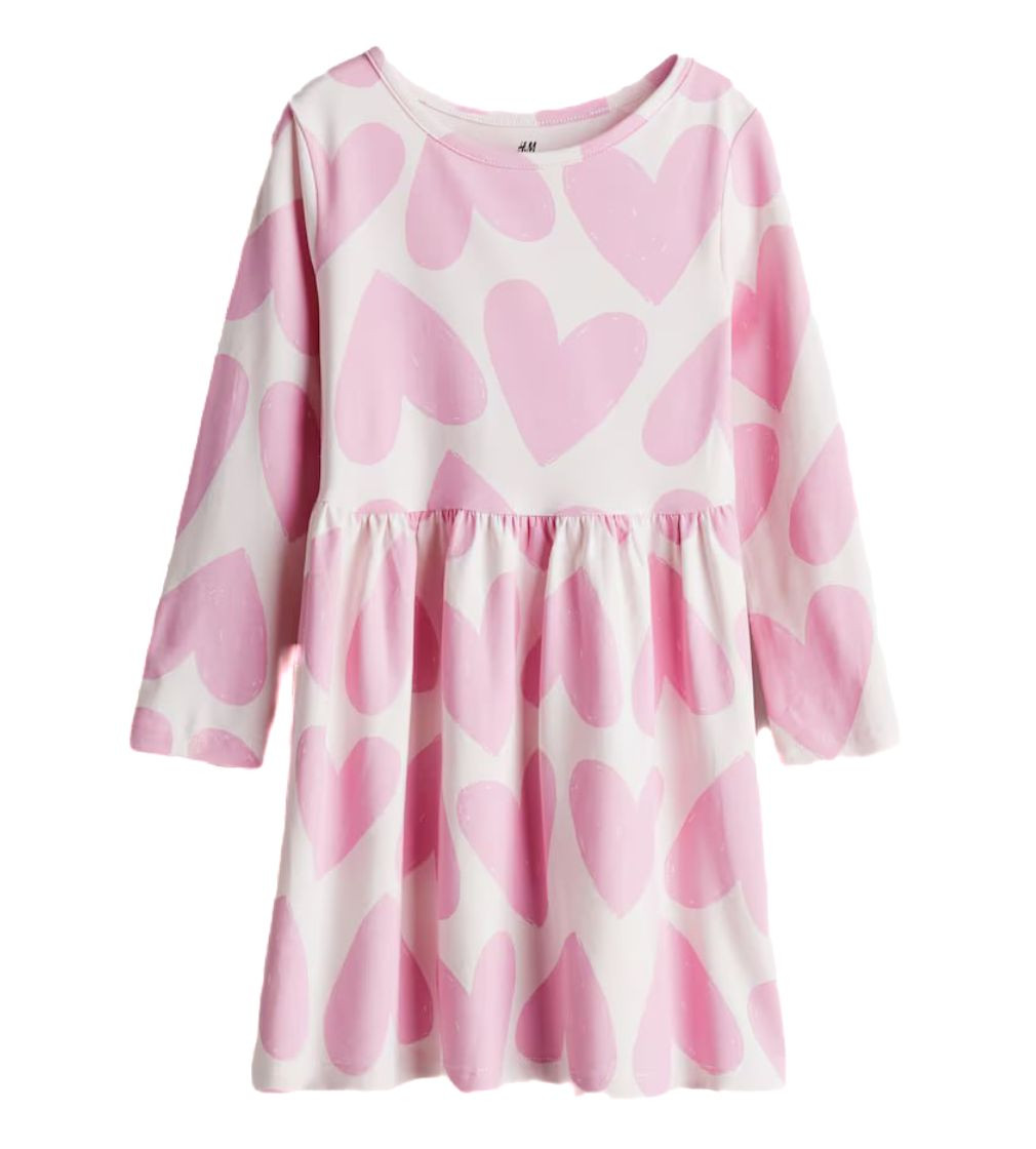 Купить Платье H&M Printed cotton dress - Pink/Hearts - фото 1