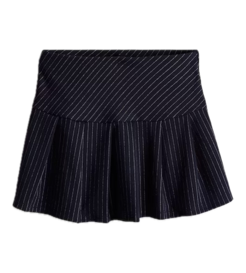 Купить Юбка H&M Pleated skirt Navy blue Pinstriped - фото 1
