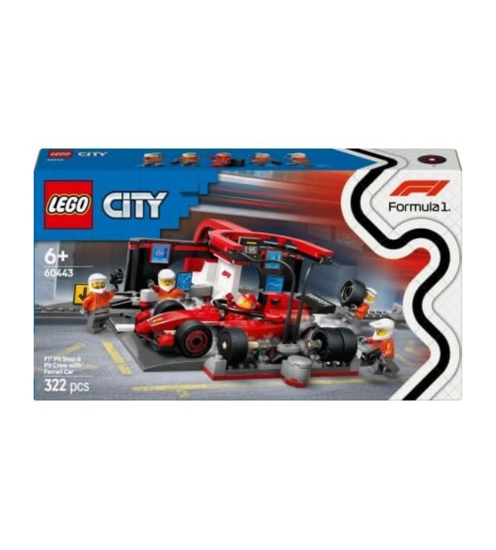 Конструктор LEGO City Пит-стоп и пит-экипаж F1 с болидом Ferrari (60443)