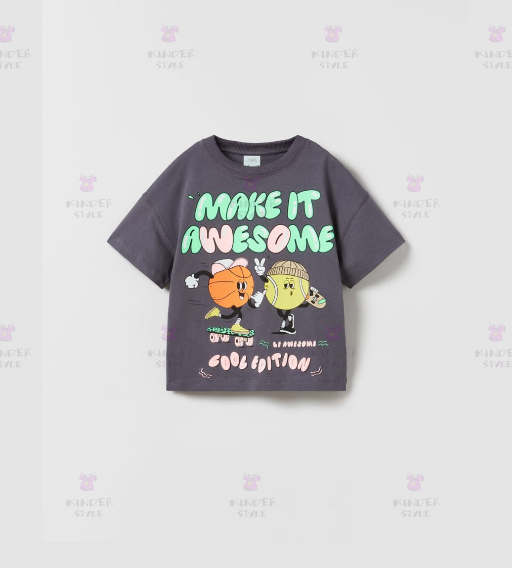 Купити Футболка Zara «MAKE IT AWESOME» - фото 1