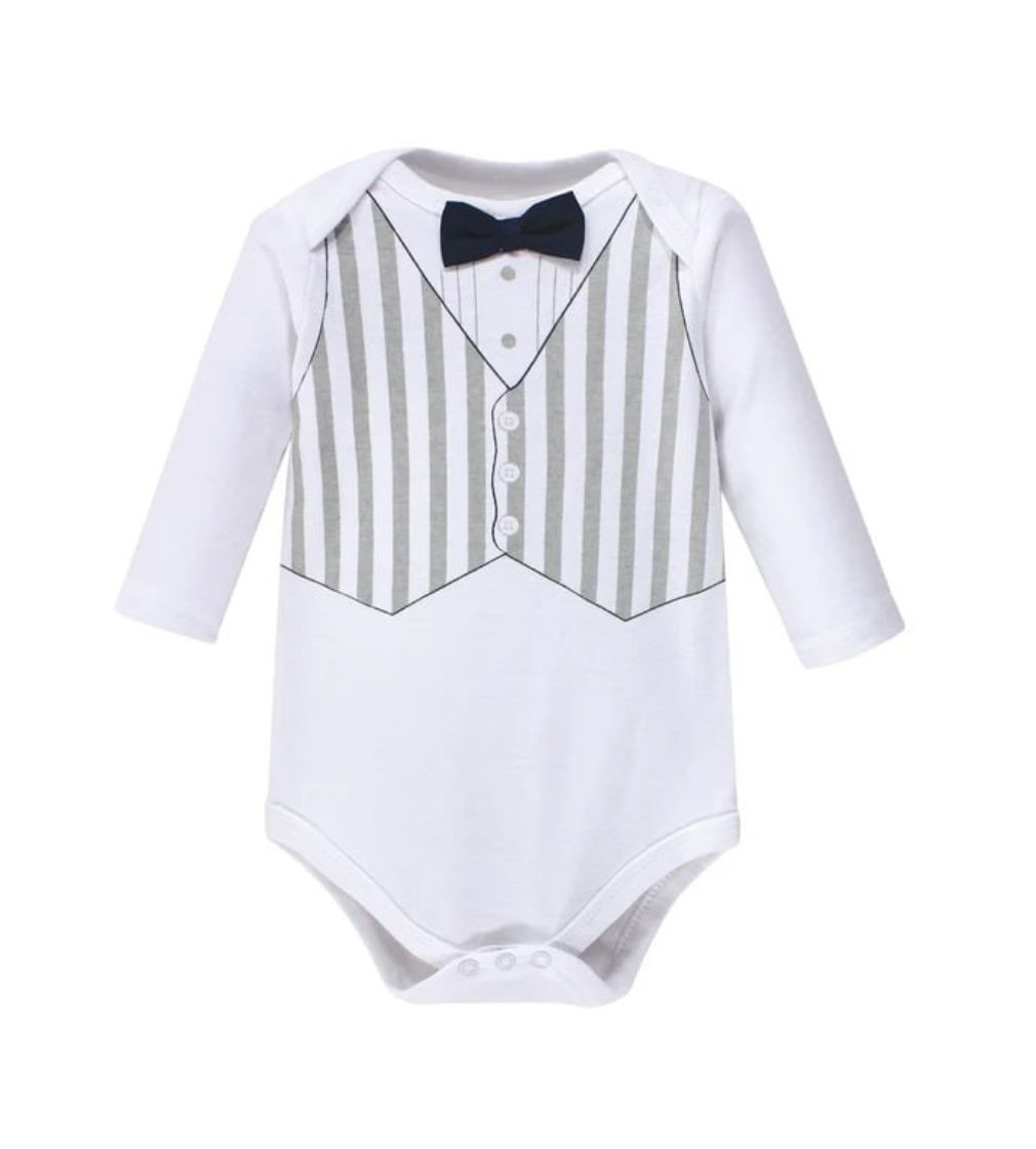 Купити Бодік Little Treasure Baby Boy Cotton Long-Sleeve Handsome Little Man White - фото 1