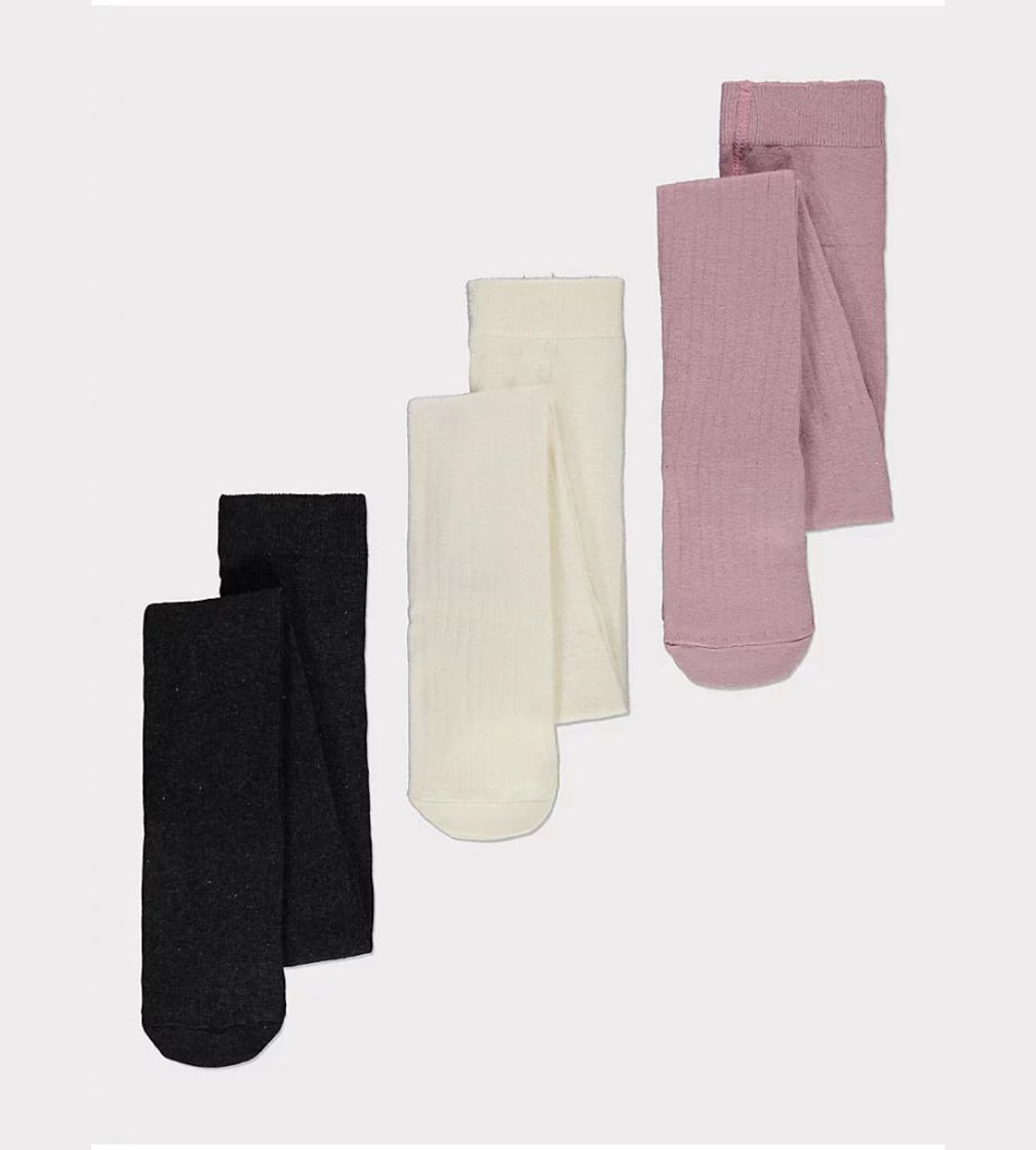 Купити Набір колгот 3шт George Ribbed Cotton Rich Tights 3 Pack Black/White/Pink - фото 1