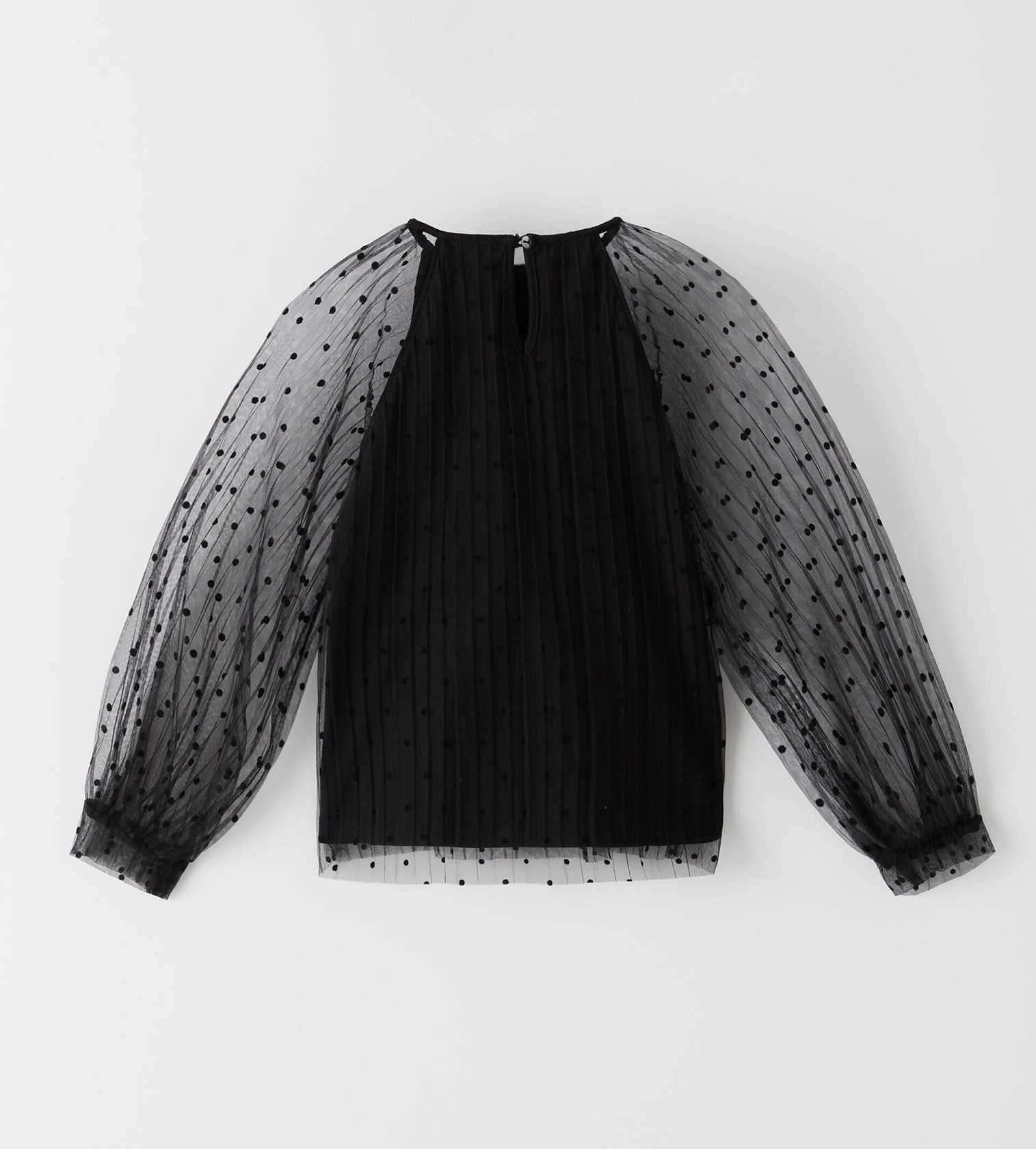 Купить Блузка Zara Tulle Polka-Dot Black - фото 1