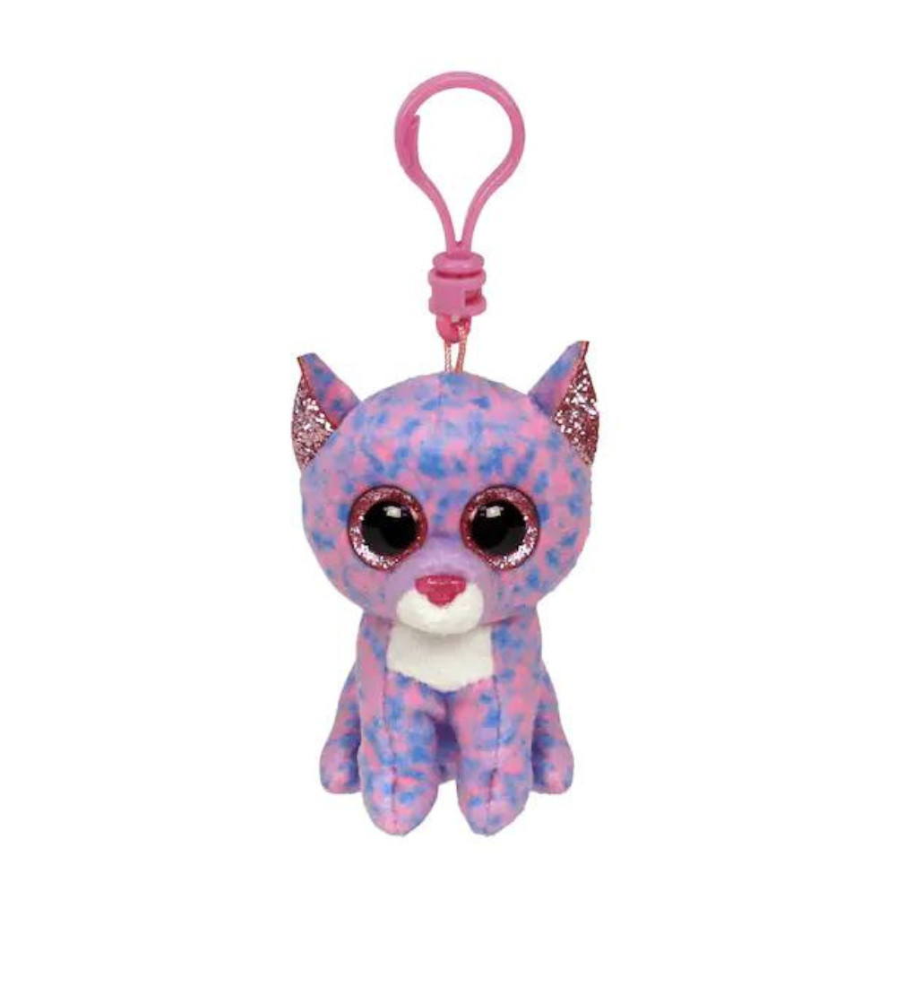 Купити М'яка іграшка-брелок TY Beanie Boo's Cassidy Lavender & Pink Cat - фото 1