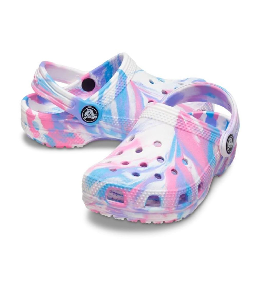 Купить Детские сабо Crocs Kids' CLASSIC Marbled White/Pink - фото 1