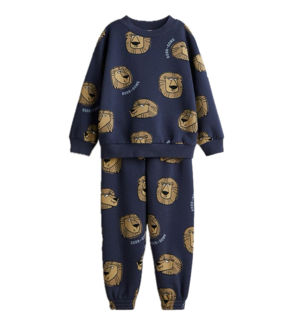 Комплект H&M 2-piece printed sweatshirt set - Dark blue/Lions