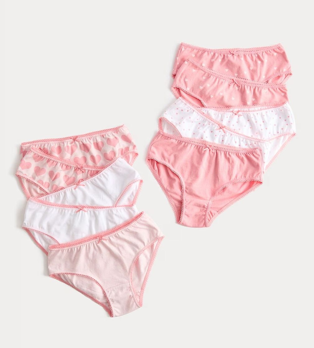 Набір трусиків 10шт M&S Cotton with Stretch Pink Heart Knickers Pink mix