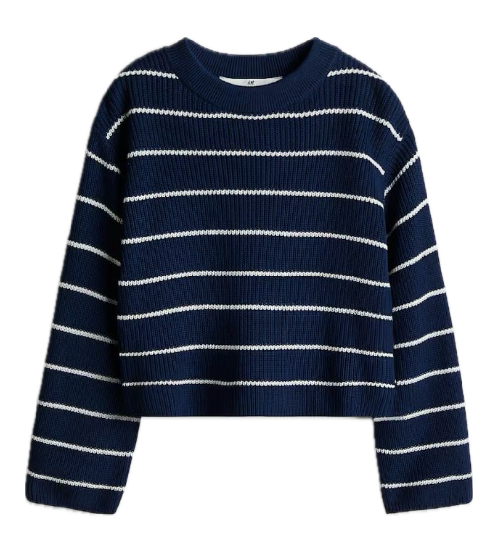 Джемпер H&M Boxy jumper - Navy blue/Striped - Kids