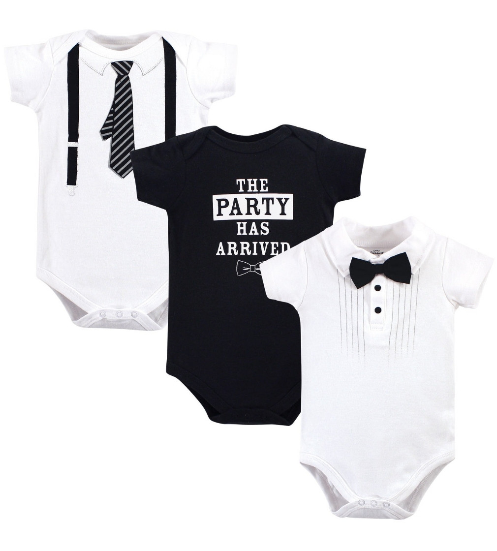 Купить Набор боди 3шт Нарядные Little Treasure Baby Boy Cotton Bodysuits Tux Tie - фото 1