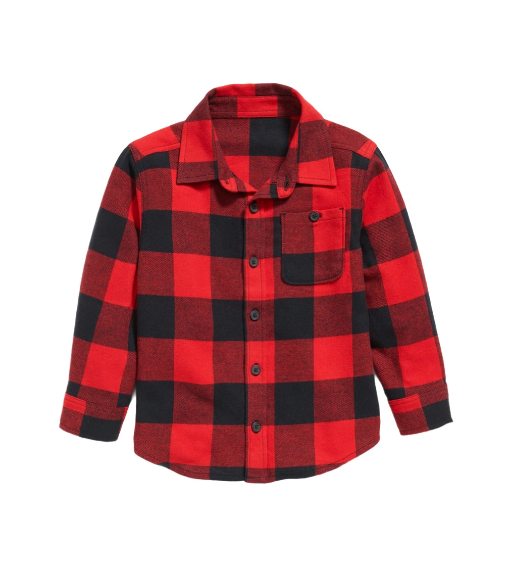 Купить Рубашка Фланелевая Old Navy Cozy Long-Sleeve Plaid Pocket Red Buffalo Check - фото 1