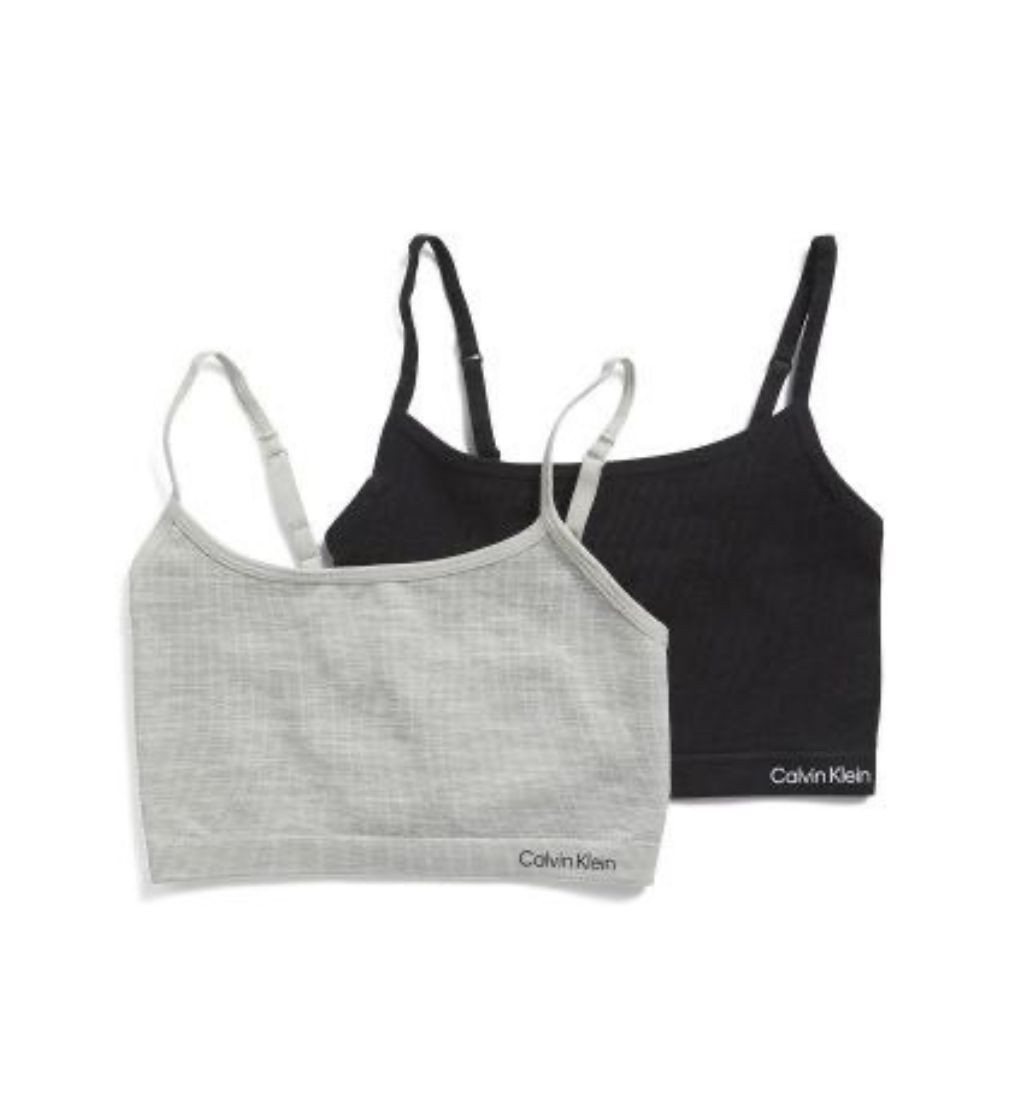 Купити Набір Топів 2 шт CALVIN KLEIN Girls 2pk Seamless Cropped Camis BLACK/HEATHER GREY - фото 1