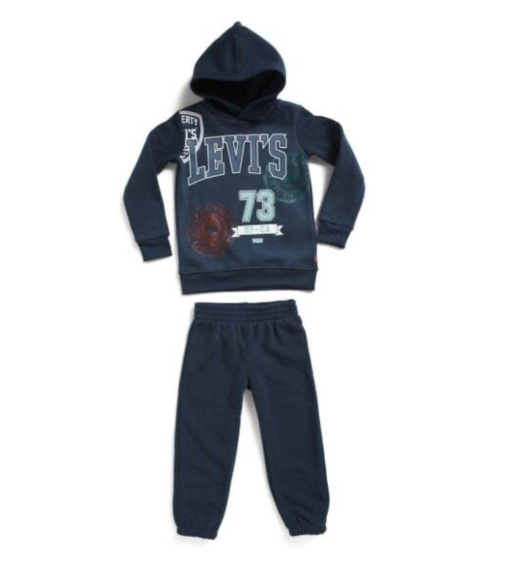 Купить Костюм LEVI'S® Little Boys Graphic Stamp Hoodie And Joggers Set Blue - фото 1