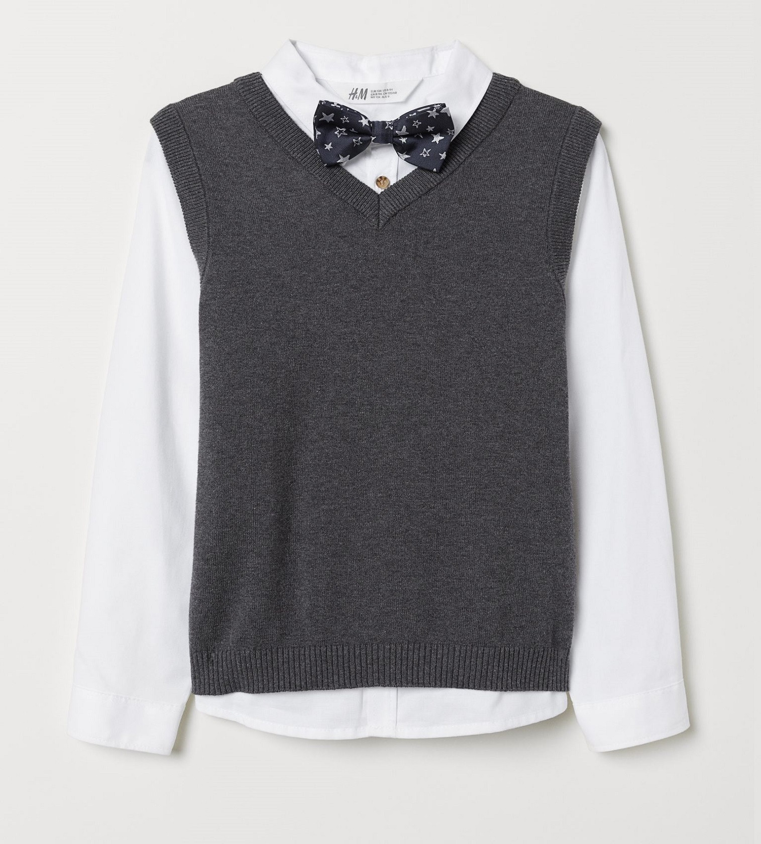 Купить Рубашка с жилетом/бабочка H&M Темно-серый/Белый - фото 1