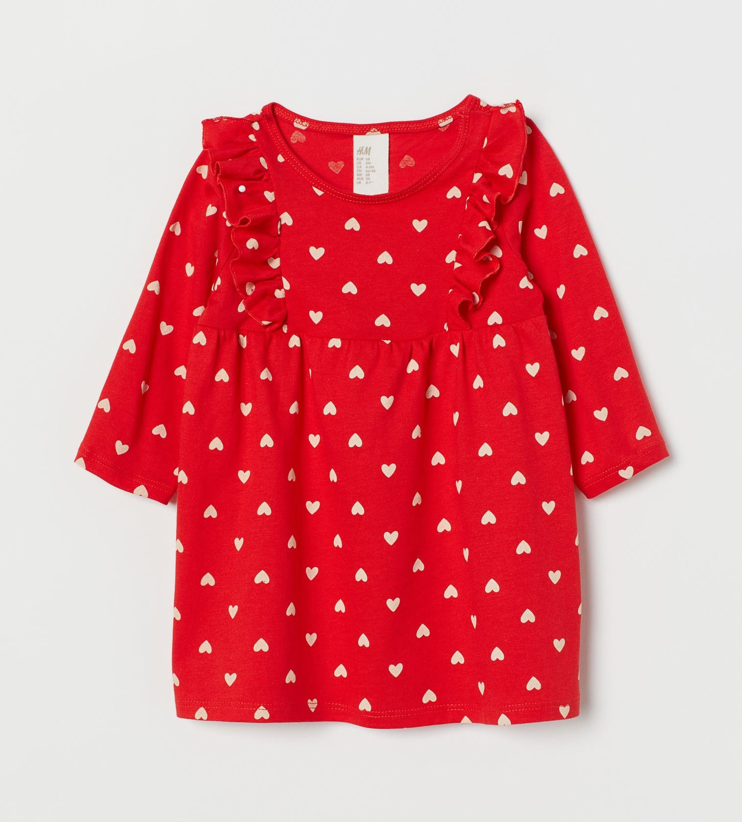 Купити Сукня H&M з джерсі з оборками червоне в сердечка - фото 1