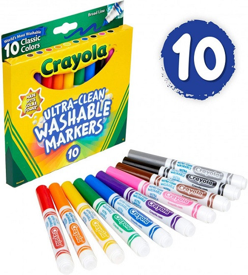 Купить Фломастеры Crayola Смываемые Washable Broad Line Markers 10 шт - фото 1