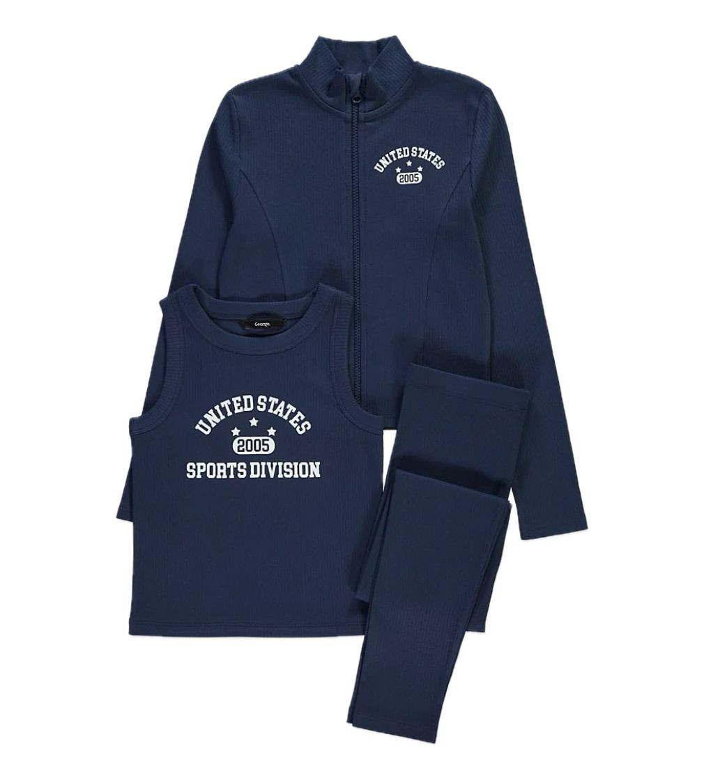 Купити Костюм Трійка George Navy College Ribbed Jacket Top and Leggings Set - фото 1
