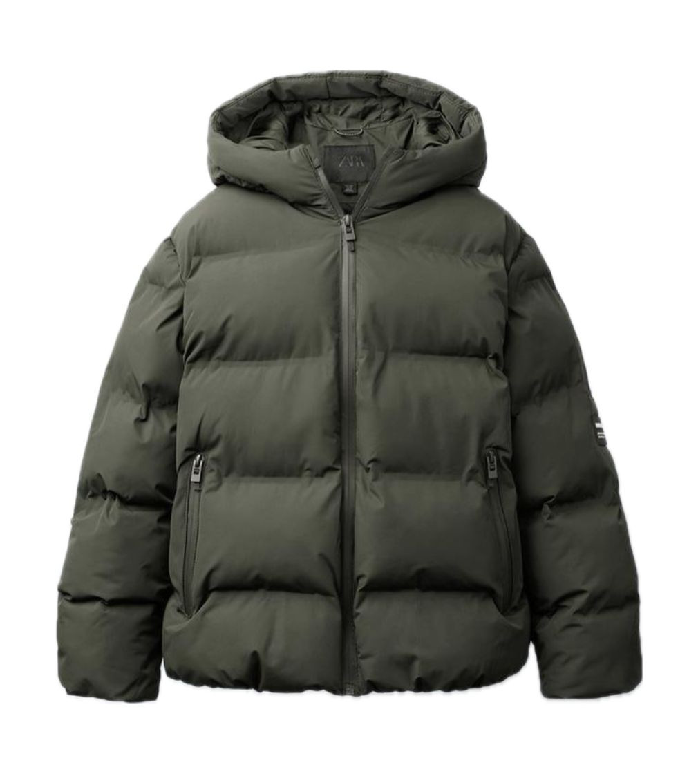 Куртка Стьобана Zara Water-Repellent Quilted Coat With Label Light khaki