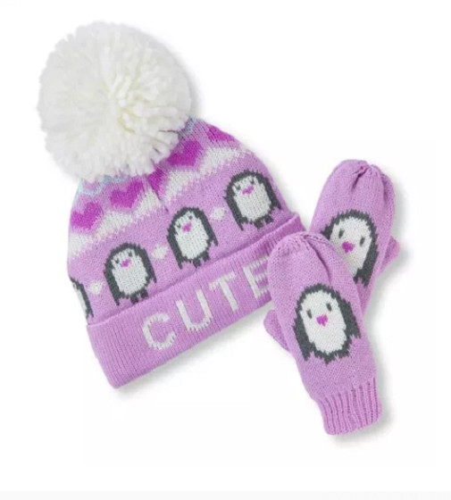 Набор шапка и варежки The Children's Place Multi-Color Knit Cute Penguin