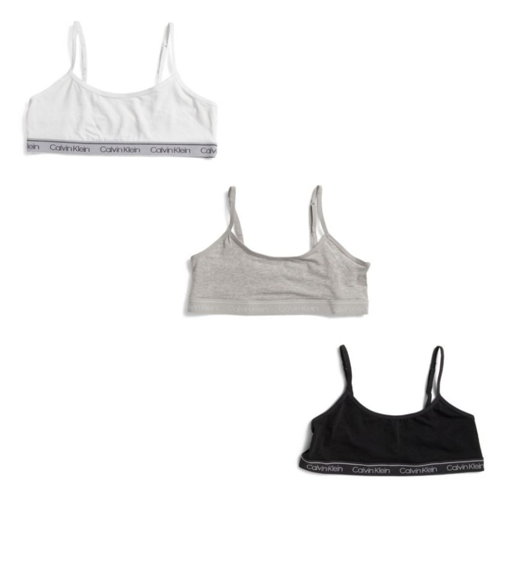 Набор Топов 3 шт CALVIN KLEIN Girls 3pk Assorted Bras Grey White Black