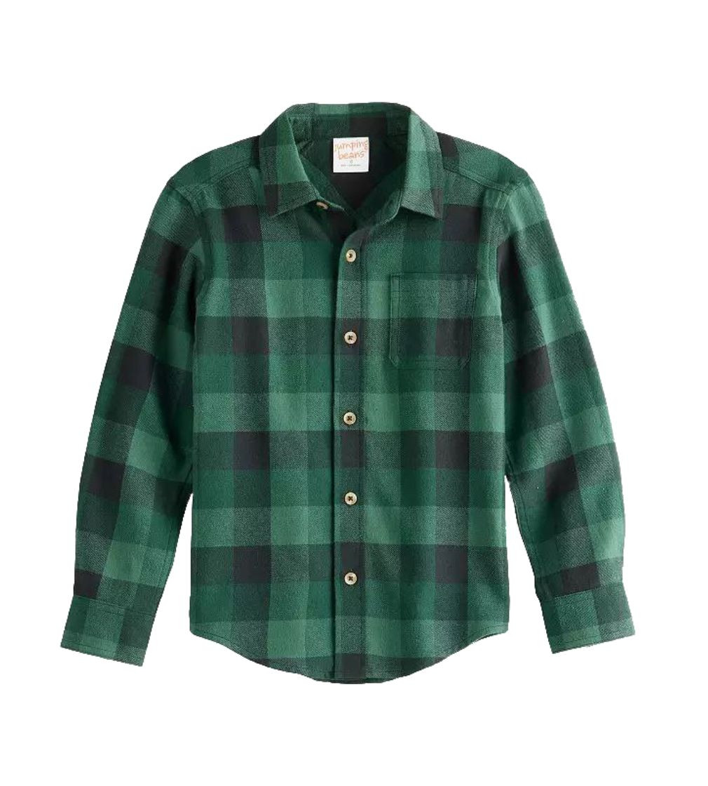 Купить Рубашка Jumping BEANS Green Flannel Button Down - фото 1