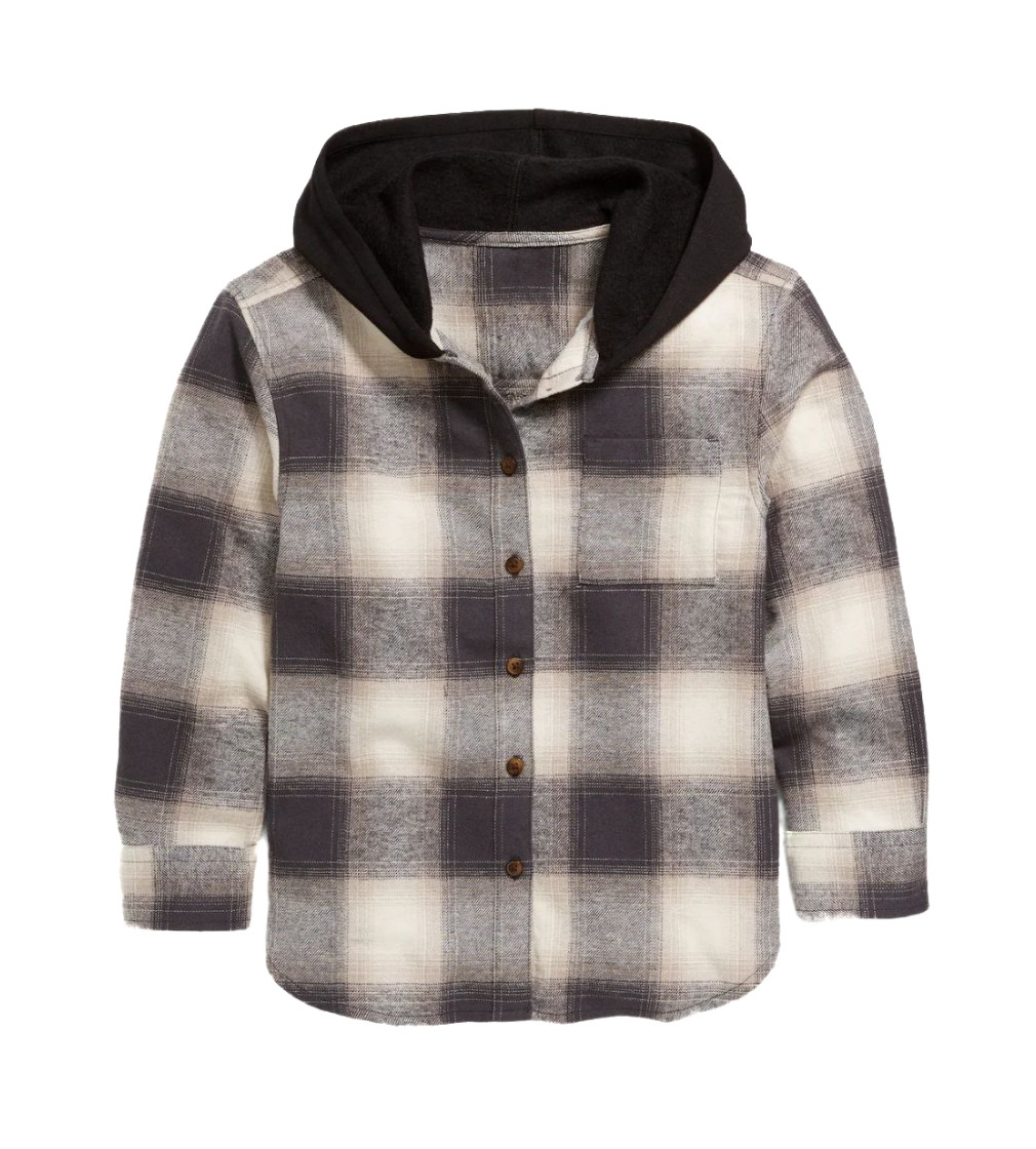 Купить Рубашка Old Navy Long-Sleeve Hooded Flannel black plaid - фото 1