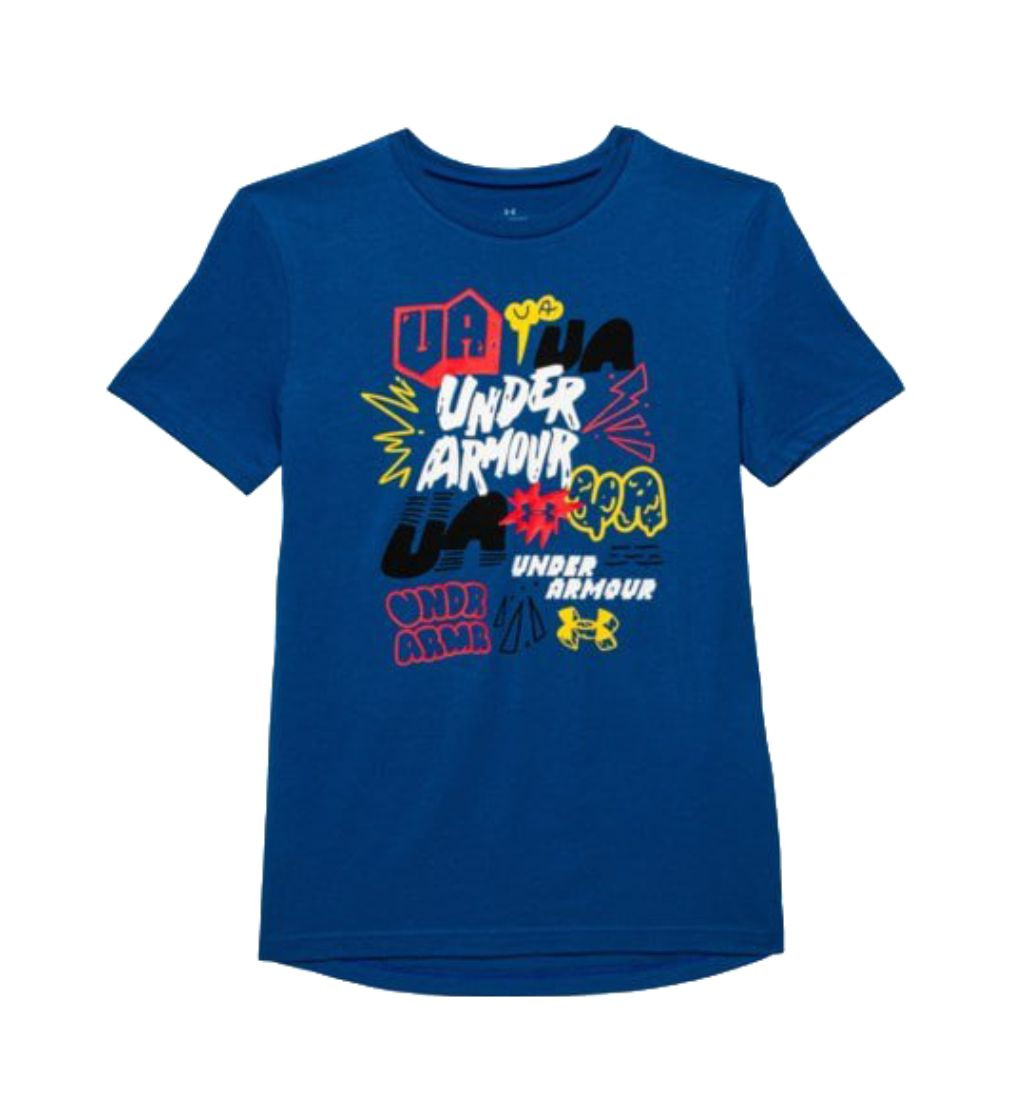 Купить Футболка Under Armour Big Boys Scattered Brand T-Shirt - Short Sleeve Tech Blue - фото 1