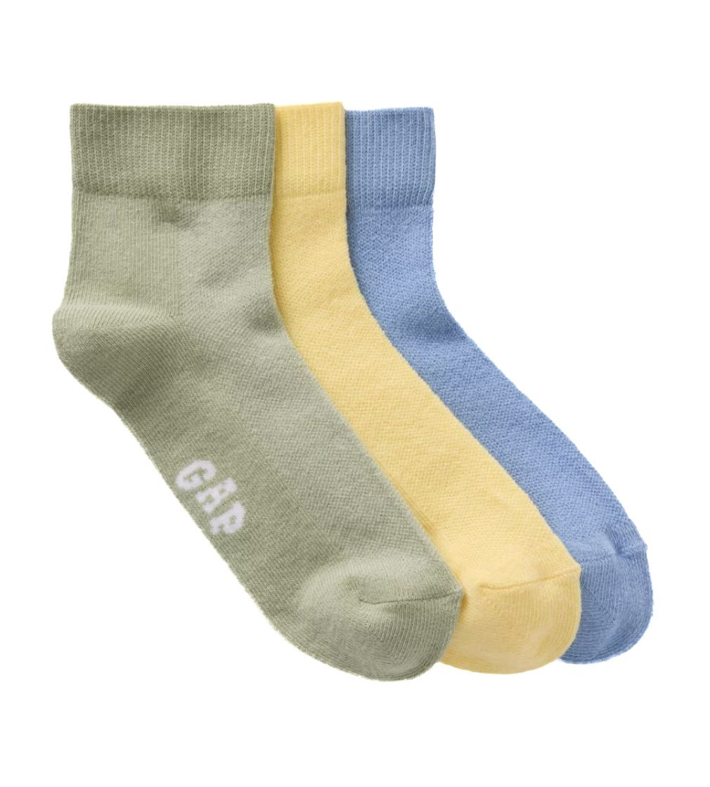 Купить Набор носочков 3 шт Kids Gap Logo Quarter Crew desert sage green - фото 1