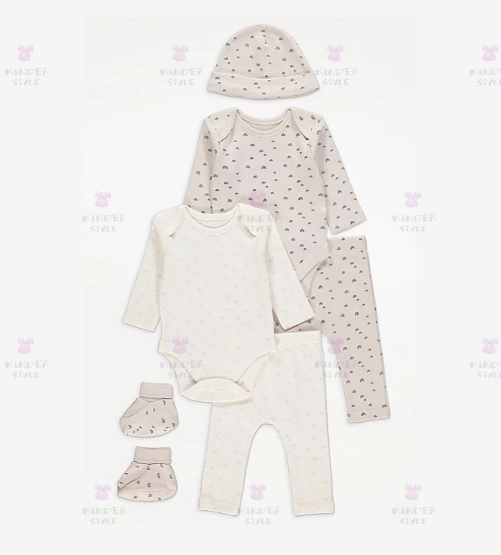 Купить Подарочный набор George Beige Rainbow Print Bodysuit 6 Piece Bundle - фото 1