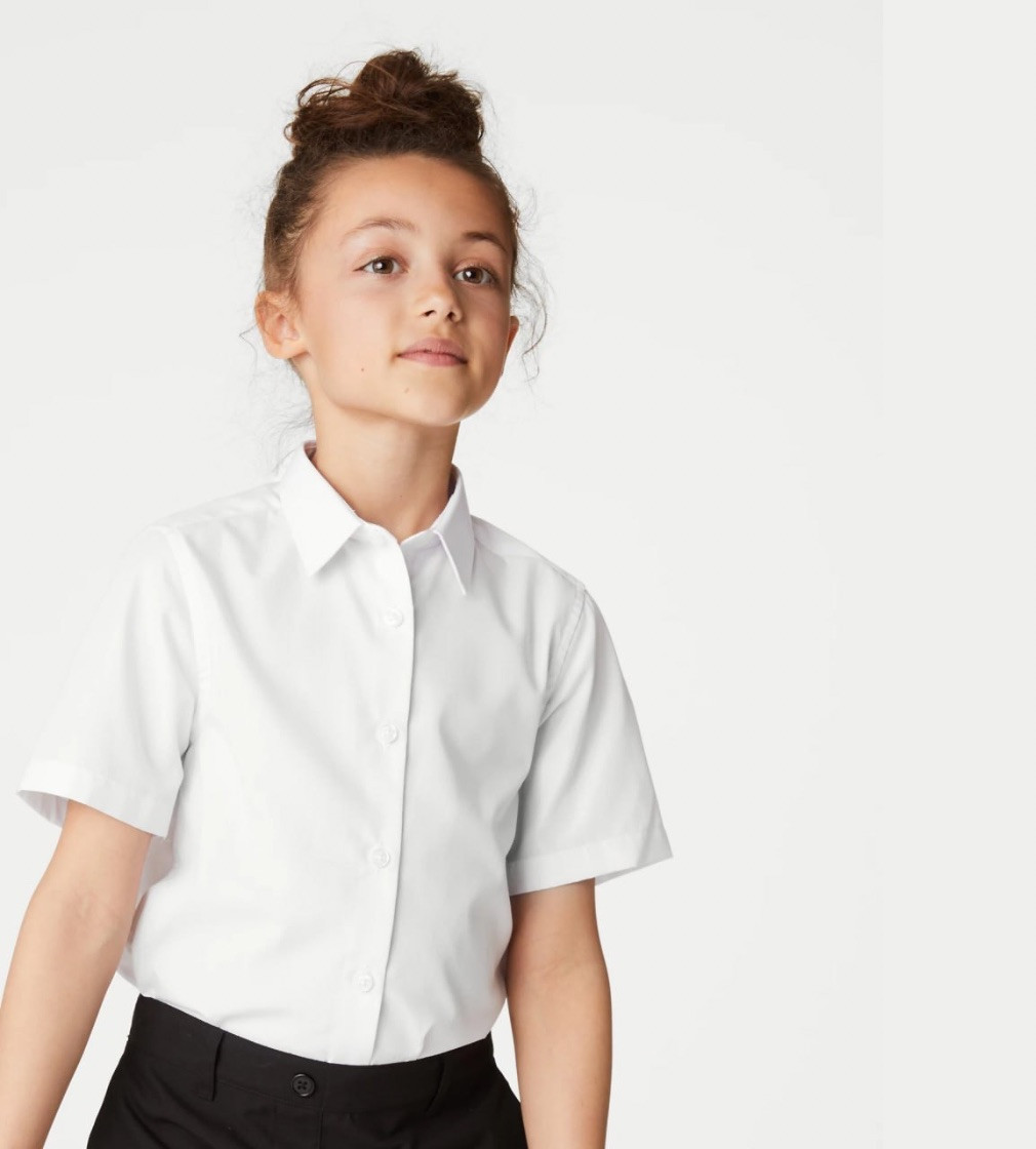 Купить Рубашка M&S Girls' Easy Iron School COLOUR White - фото 1