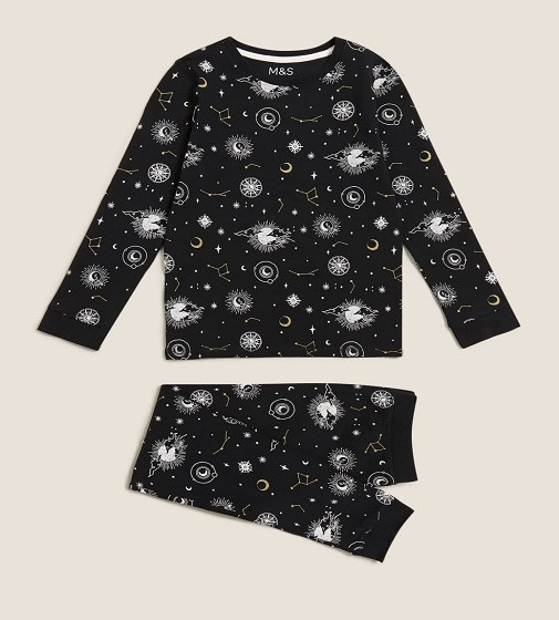 Купить Пижама M&S Cotton Constellation Print Black Mix - фото 1