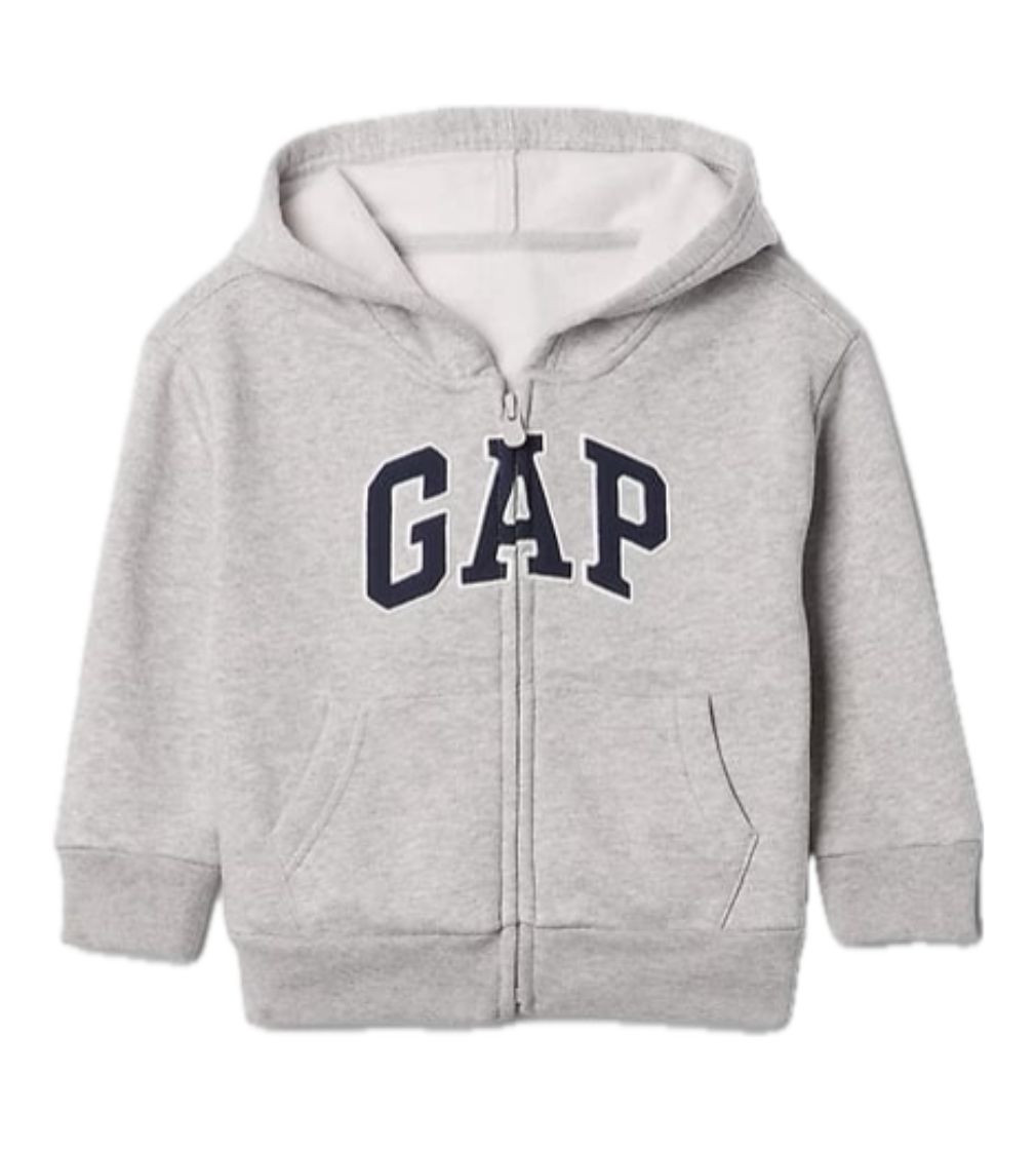 Худи baby Gap Relaxed Logo Zip Hoodie Gray And White Marl