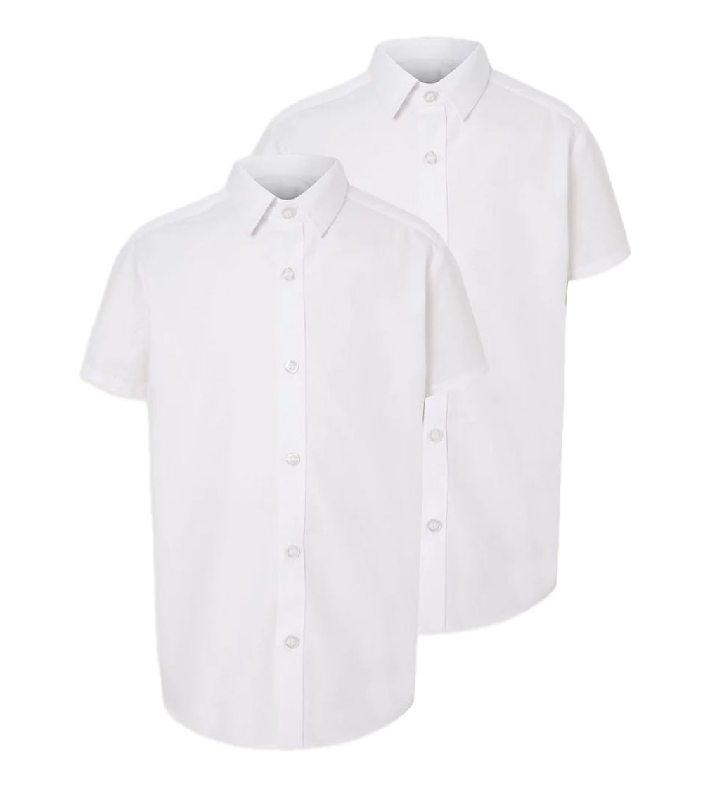 Купить Рубашка 1 ШТУКА George White Boys Slim Fit Short Sleeve School Shirt - фото 1