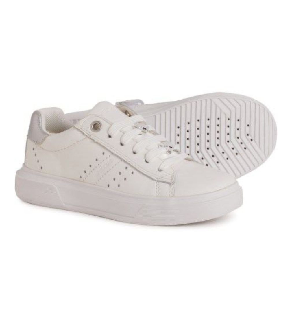 Купить Кроссовки Geox Little and Big Girls Nettuno Sneakers  Leather White/Silver - фото 1