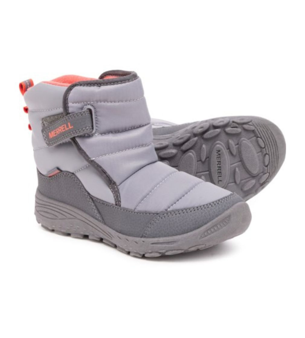 Купить Сапоги Merrell Unisex-Child Polar Puffer Snow Boot Grey/Orange - фото 1