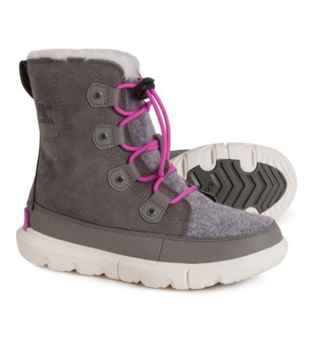 Купити Чоботи Sorel Girls Explorer Lace Snow Boots Quarry Bright Lavender - фото 1