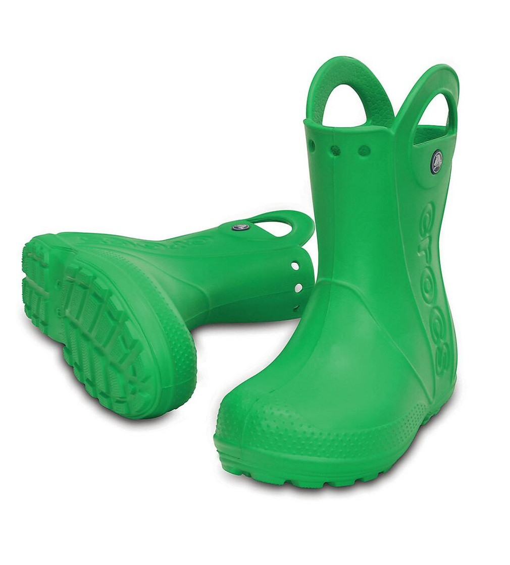 Купить Сапоги резиновые Crocs Handle Rain Boot Kids Green - фото 1