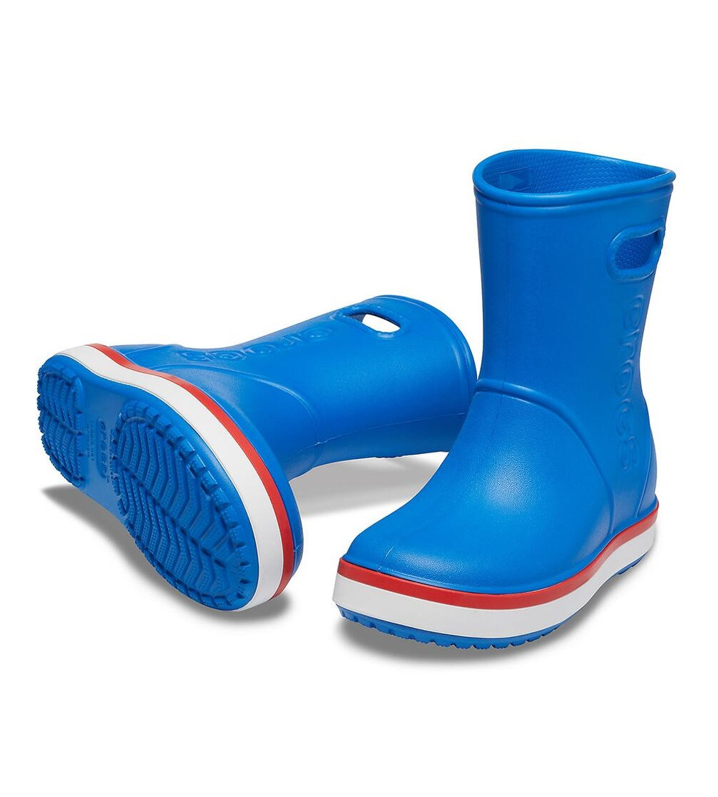 Купить Сапоги резиновые Crocs Handle Rain Boot Kids Bright Cobalt/Flame - фото 1