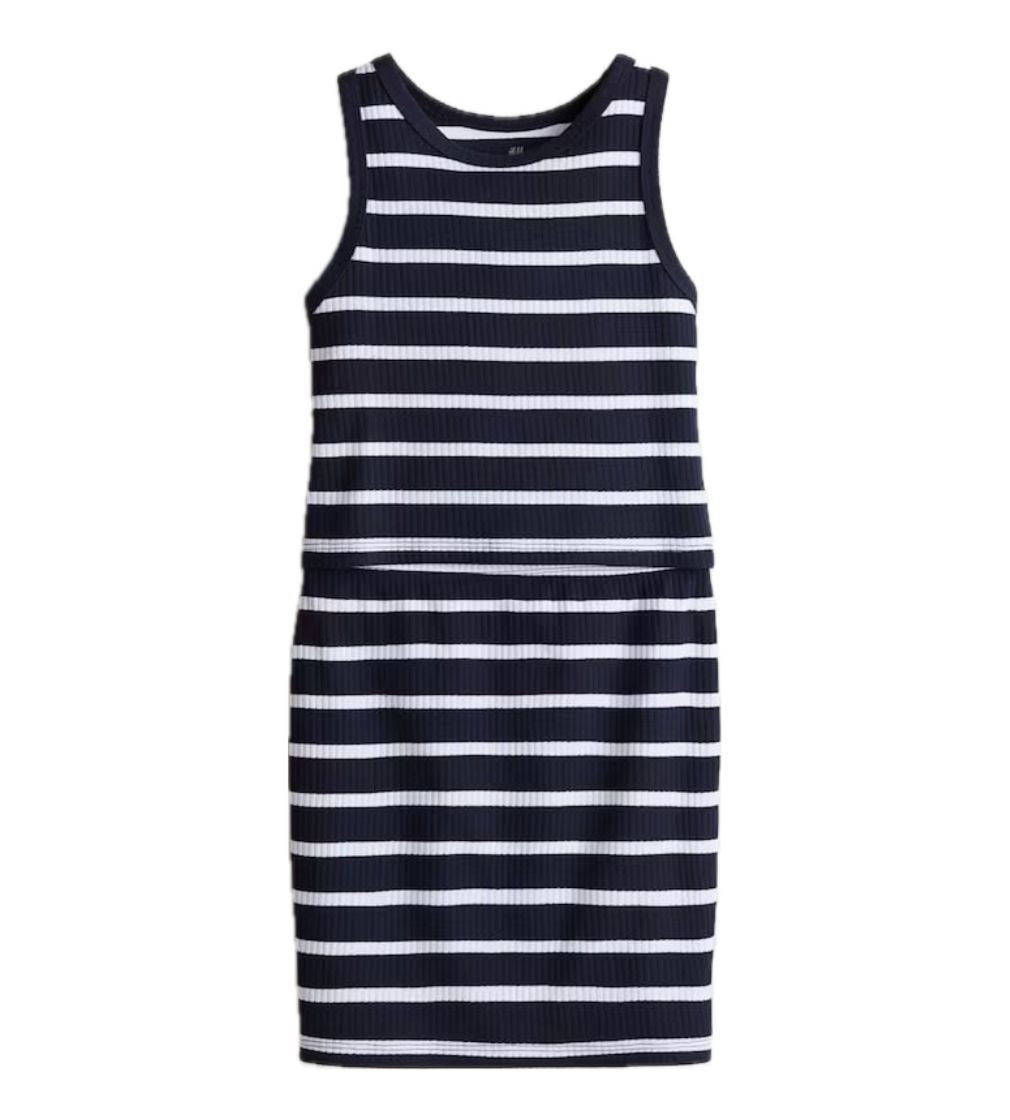 Купить Набор Рубчик H&M ribbed cotton Navy blue/Striped - фото 1