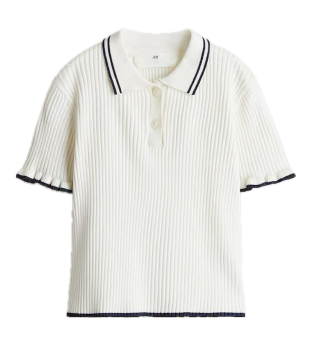 Футболка поло H&M Rib-knit collared top White Kids