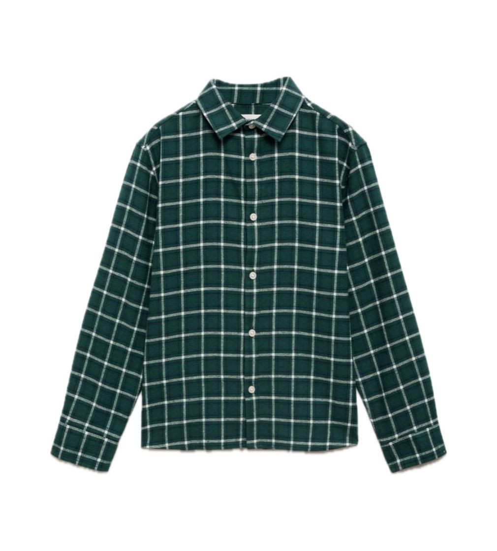 Рубашка Mango Camisa algodуn cuadros Verde oscuro