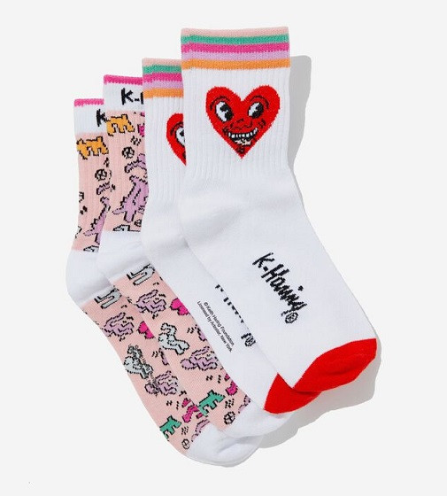 Купить Набор носочков 2 шт Cotton Onlcn kei white marshmallow pink/keith haring - фото 1