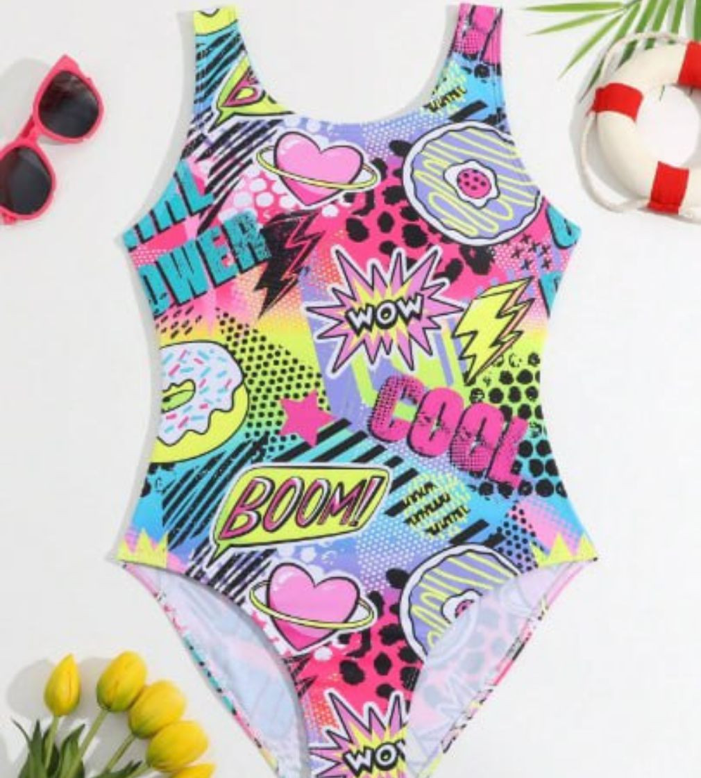 Купить Купальник Shein 1 Piece Tween Girl Print Sleeveless Casual One-Piece Swimsuit - фото 1