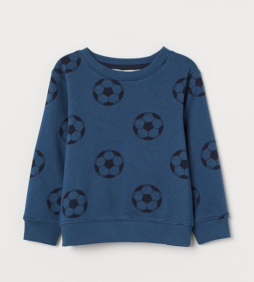 Купить Свитшот H&M Printed sweatshirt Dark blue/Footballs - фото 1
